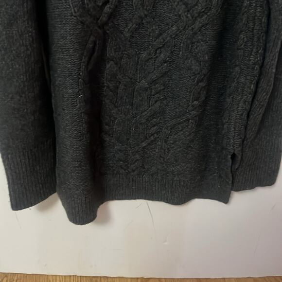 VERONICA BEARD CABLE KNIT CHUNKY HIGH‎ LOW WOOL BLEND SWEATER SIZE L - Picture 5 of 9